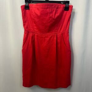 Theory Pink Strapless Linen Blend Pockets Mini Dress Sundress Cocktail 6